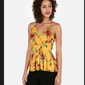 NWT Express Floral Smocked Surplice Racerback Cami
